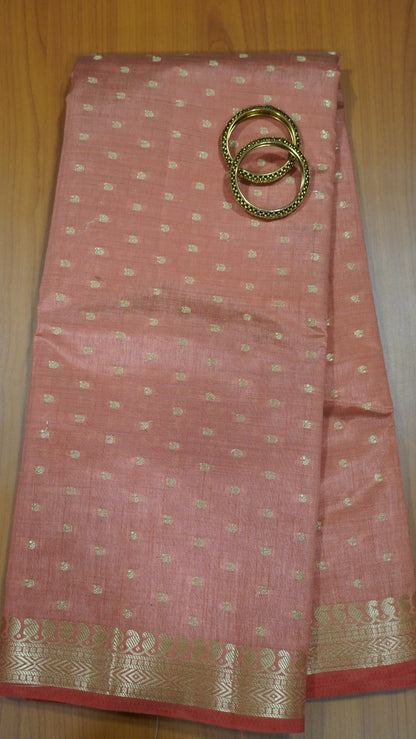 Semi Tussar Saree - Pale Orange Manga Buta