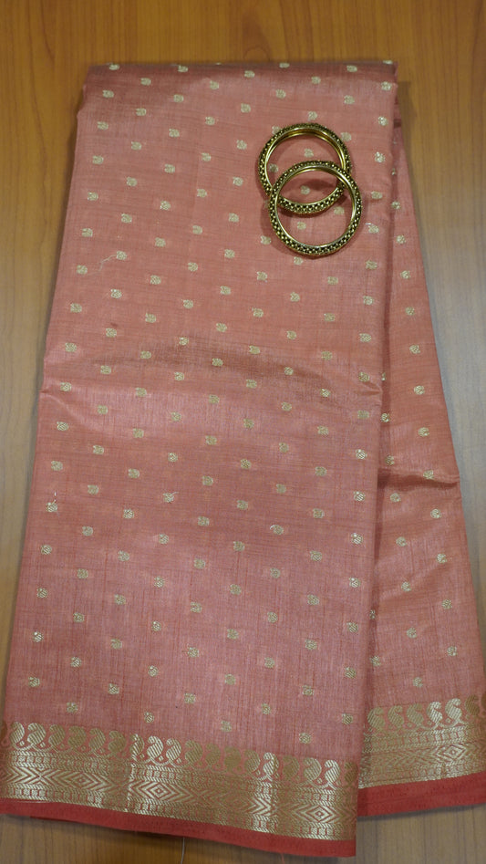 Semi Tussar Saree - Pale Orange Manga Buta