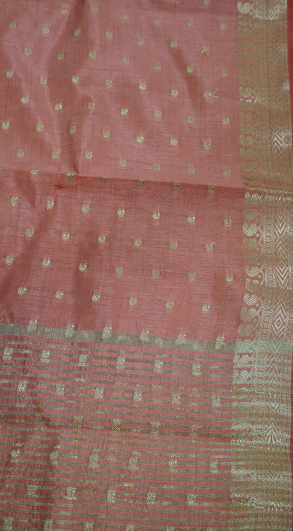 Semi Tussar Saree - Pale Orange Manga Buta