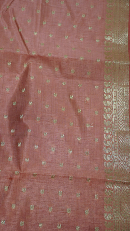 Semi Tussar Saree - Pale Orange Manga Buta