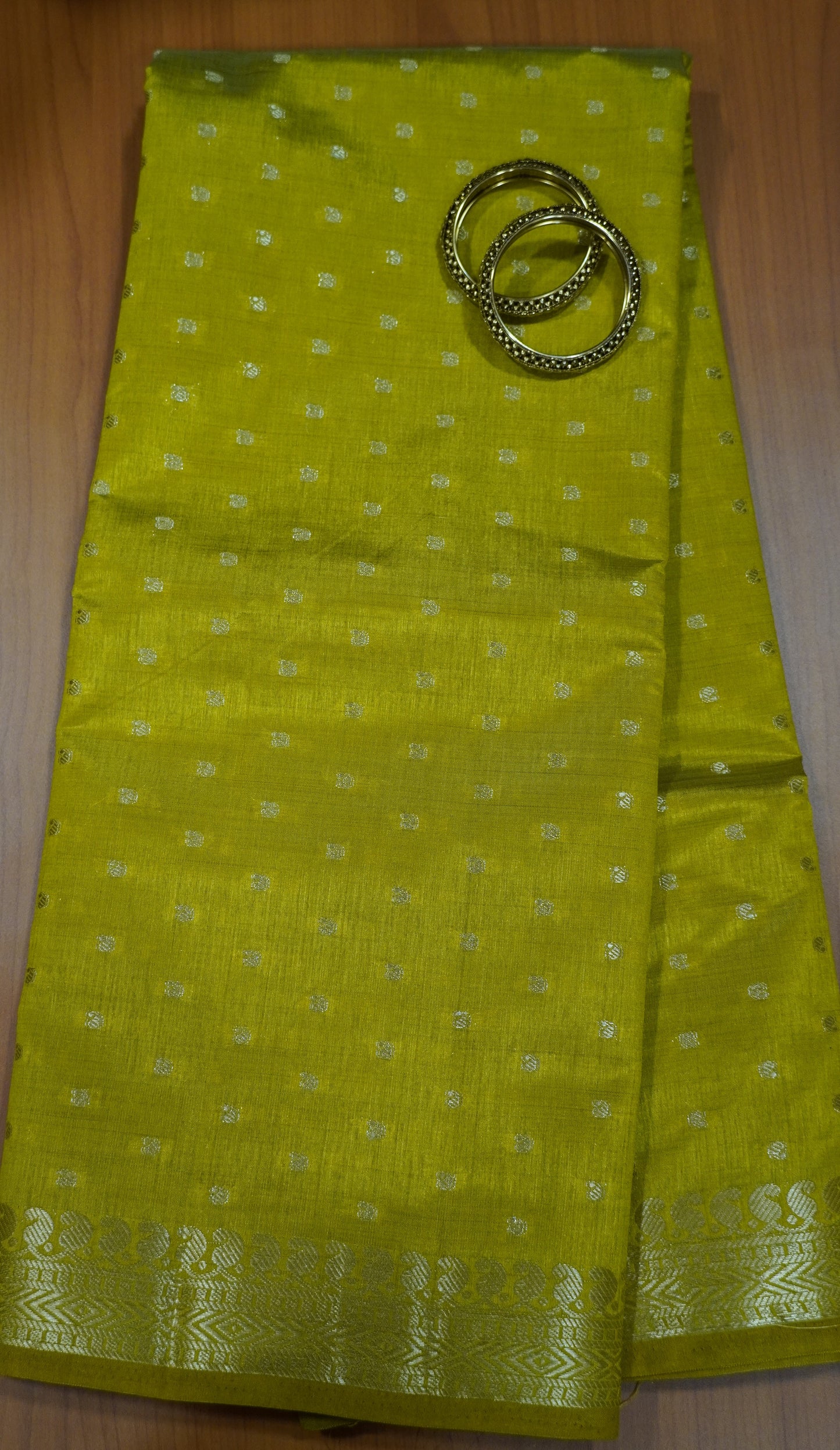 Semi Tussar Saree - Mehndi Green Manga Buta