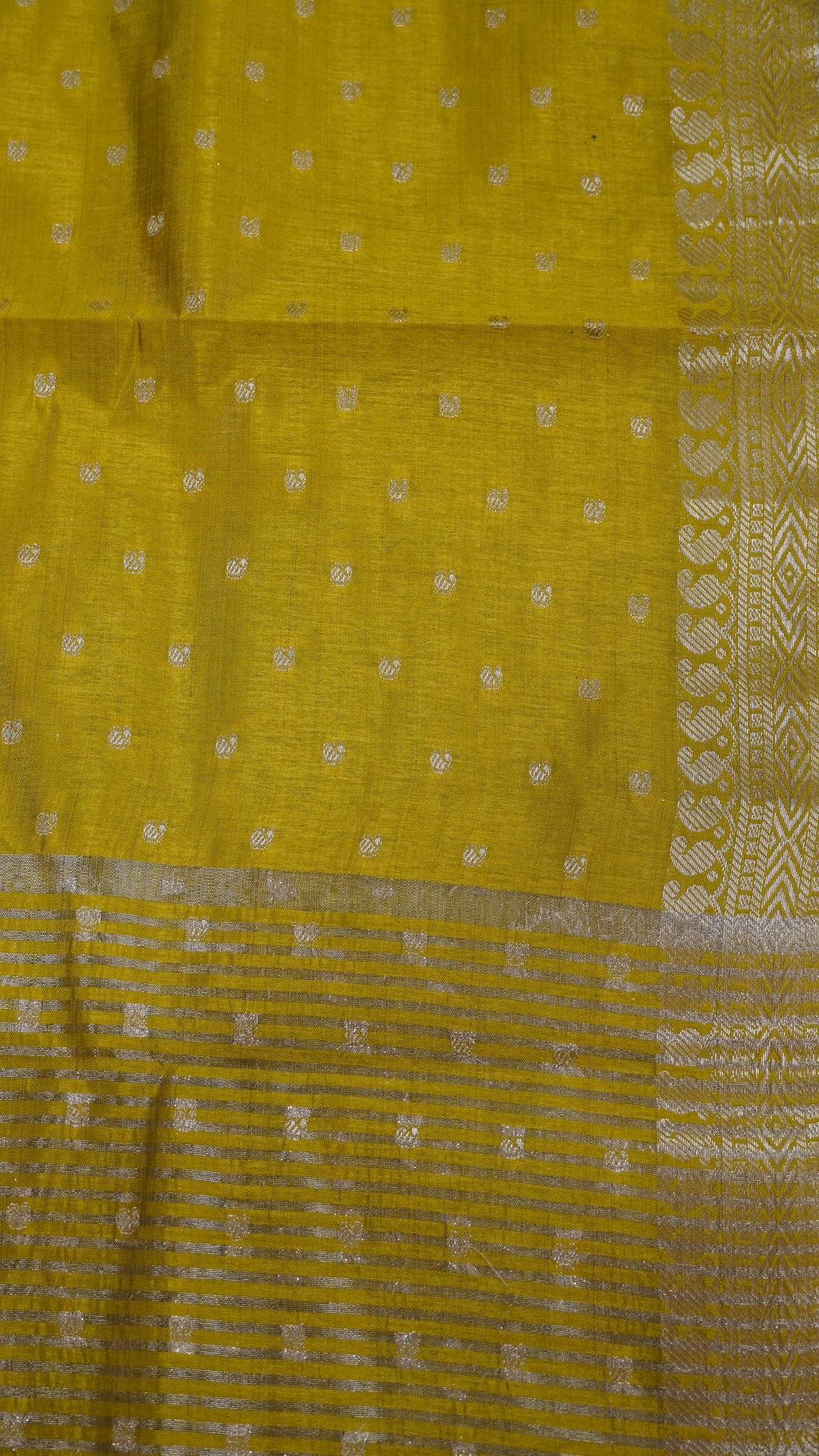 Semi Tussar Saree - Mehndi Green Manga Buta