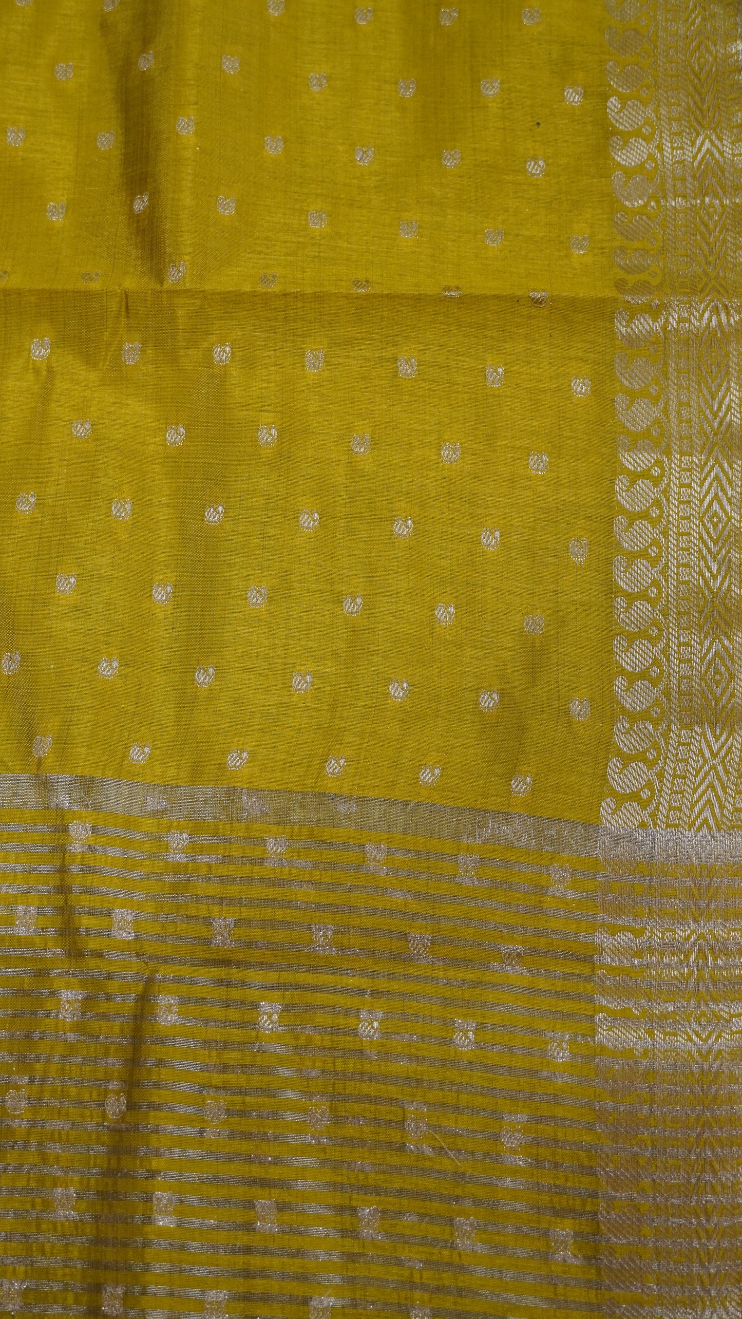 Semi Tussar Saree - Mehndi Green Manga Buta