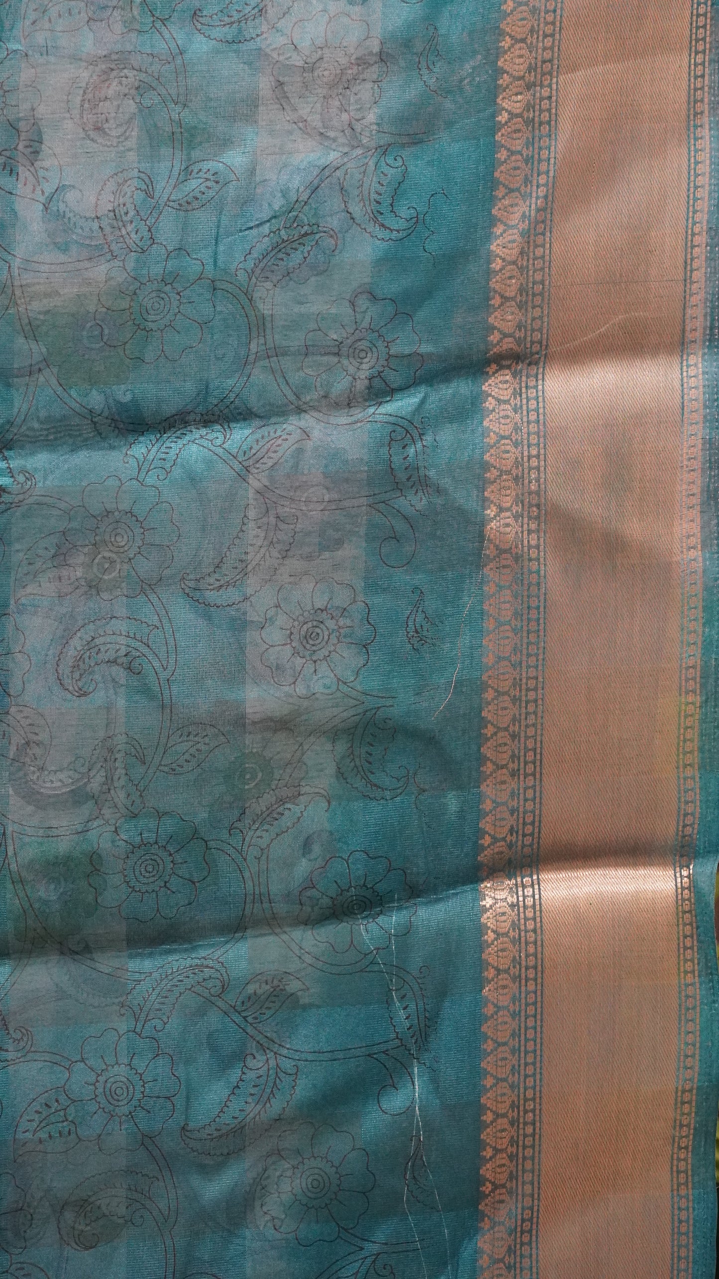 Chanderi Saree Kalamkari Print - Blue