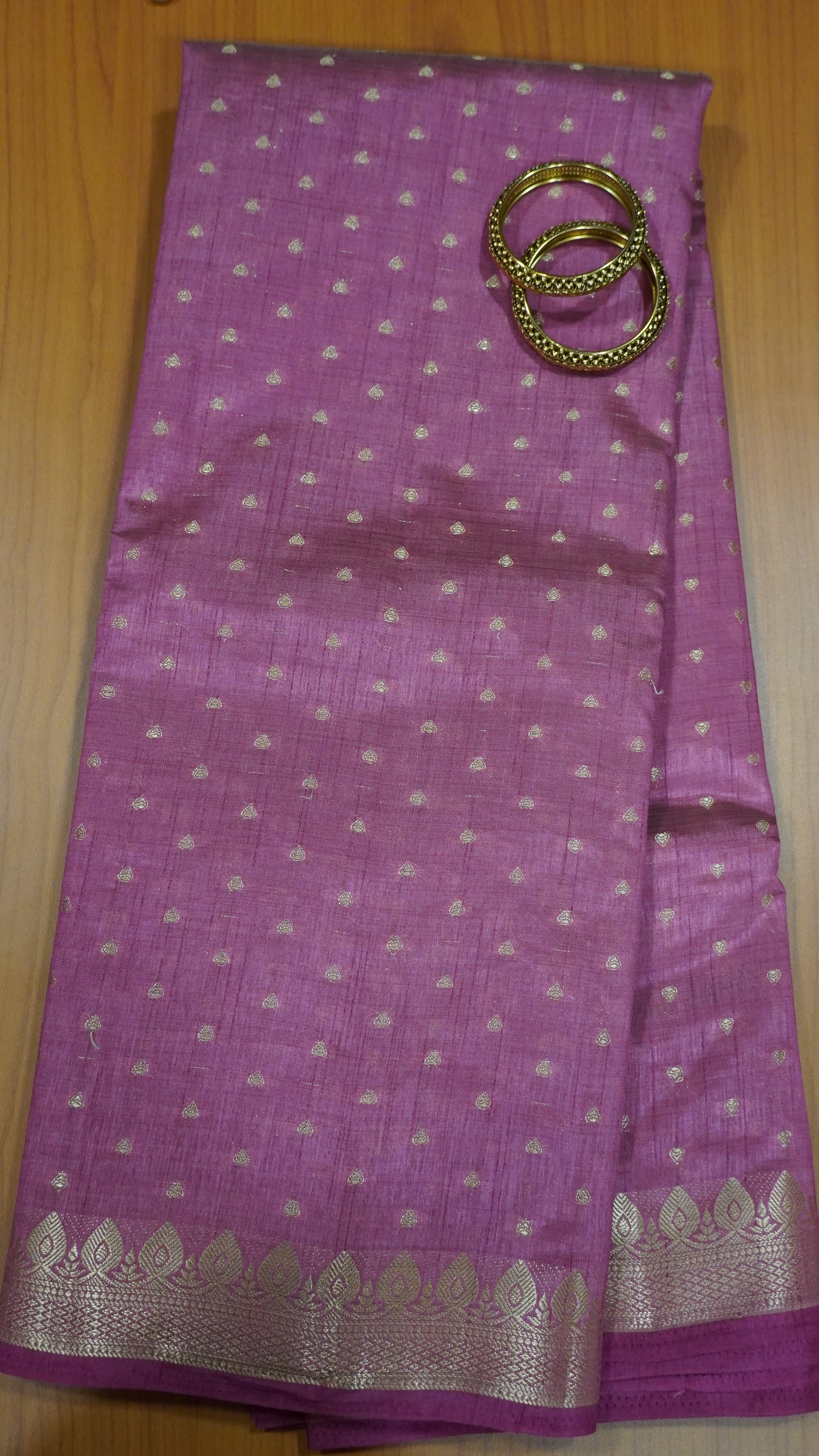 Semi Tussar Saree - Pastel Pink Heart Buta