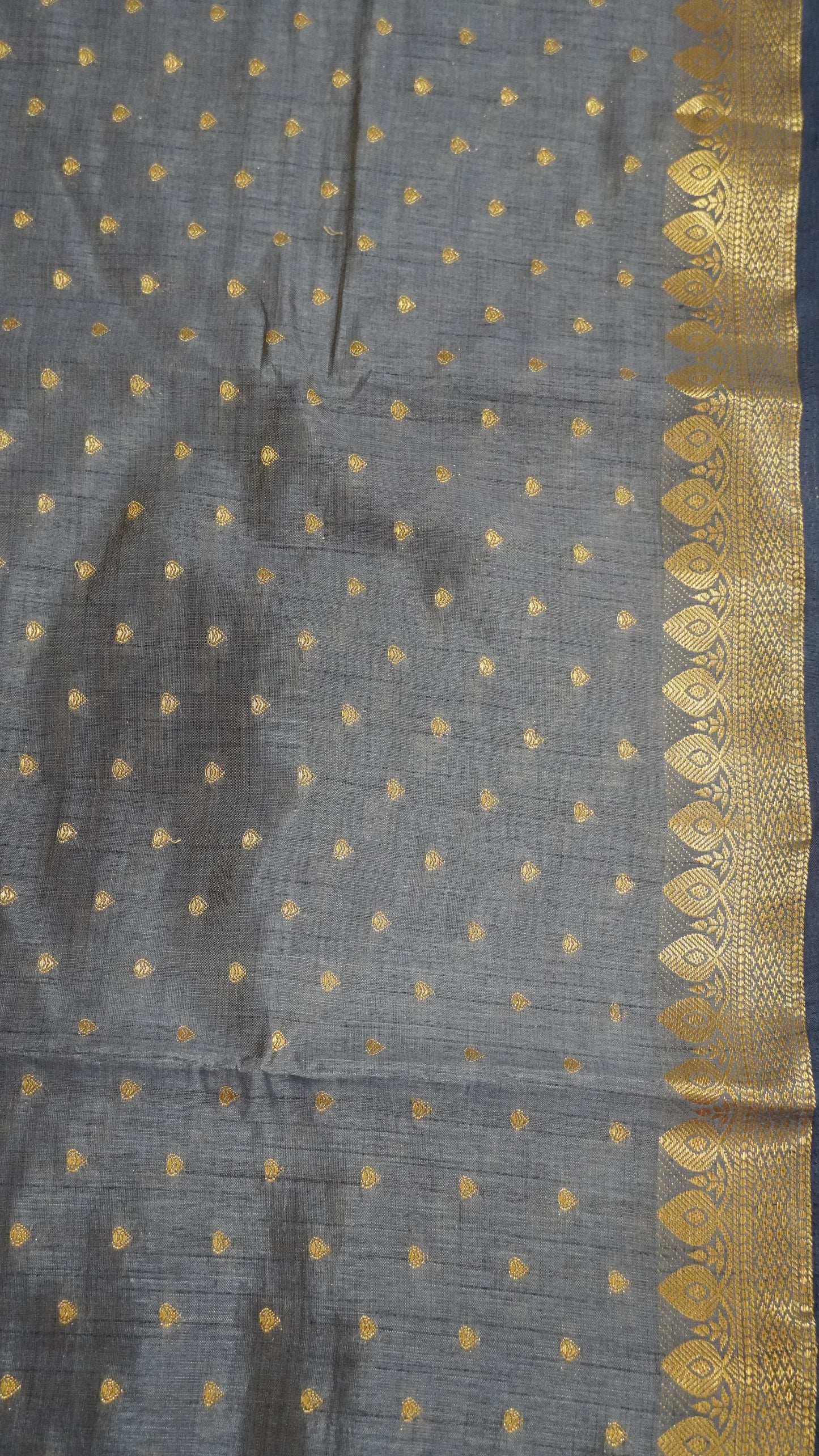 Semi Tussar Saree - Blue Heart Buta