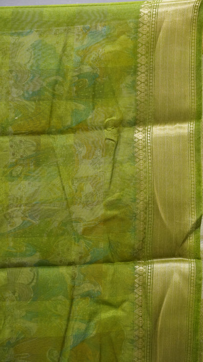 Chanderi Saree Figure Print - Pink
