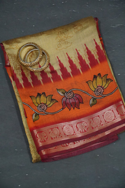 Malai Cotton Saree - Doll Pattern Sandal