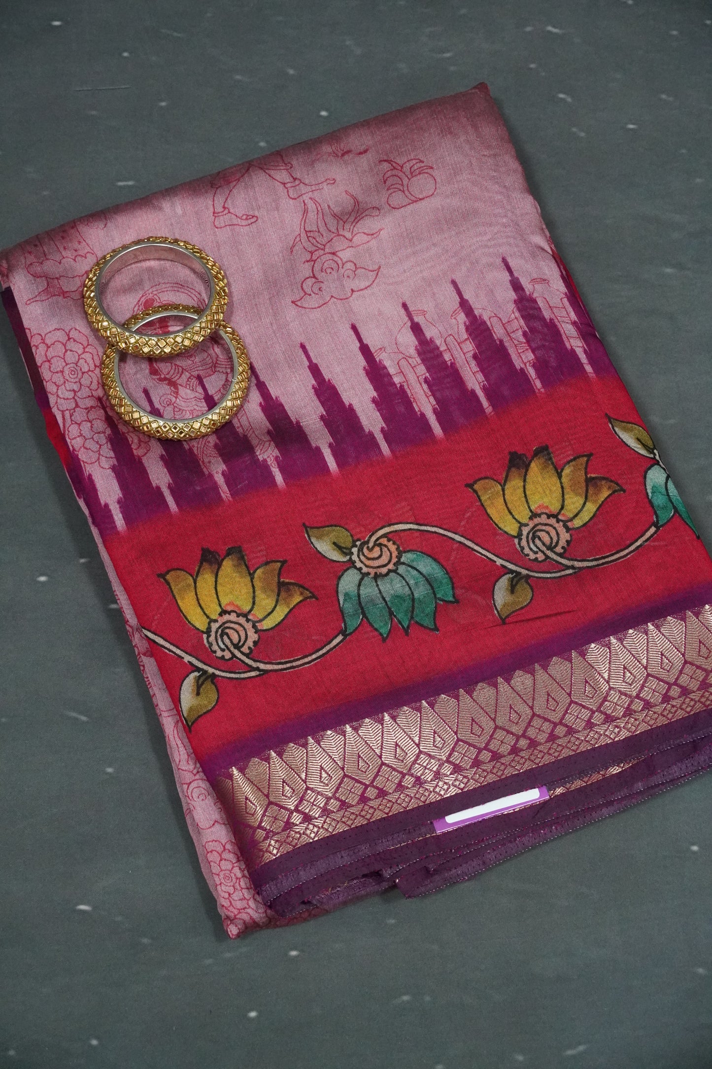 Malai Cotton Saree - Doll Pattern Pink