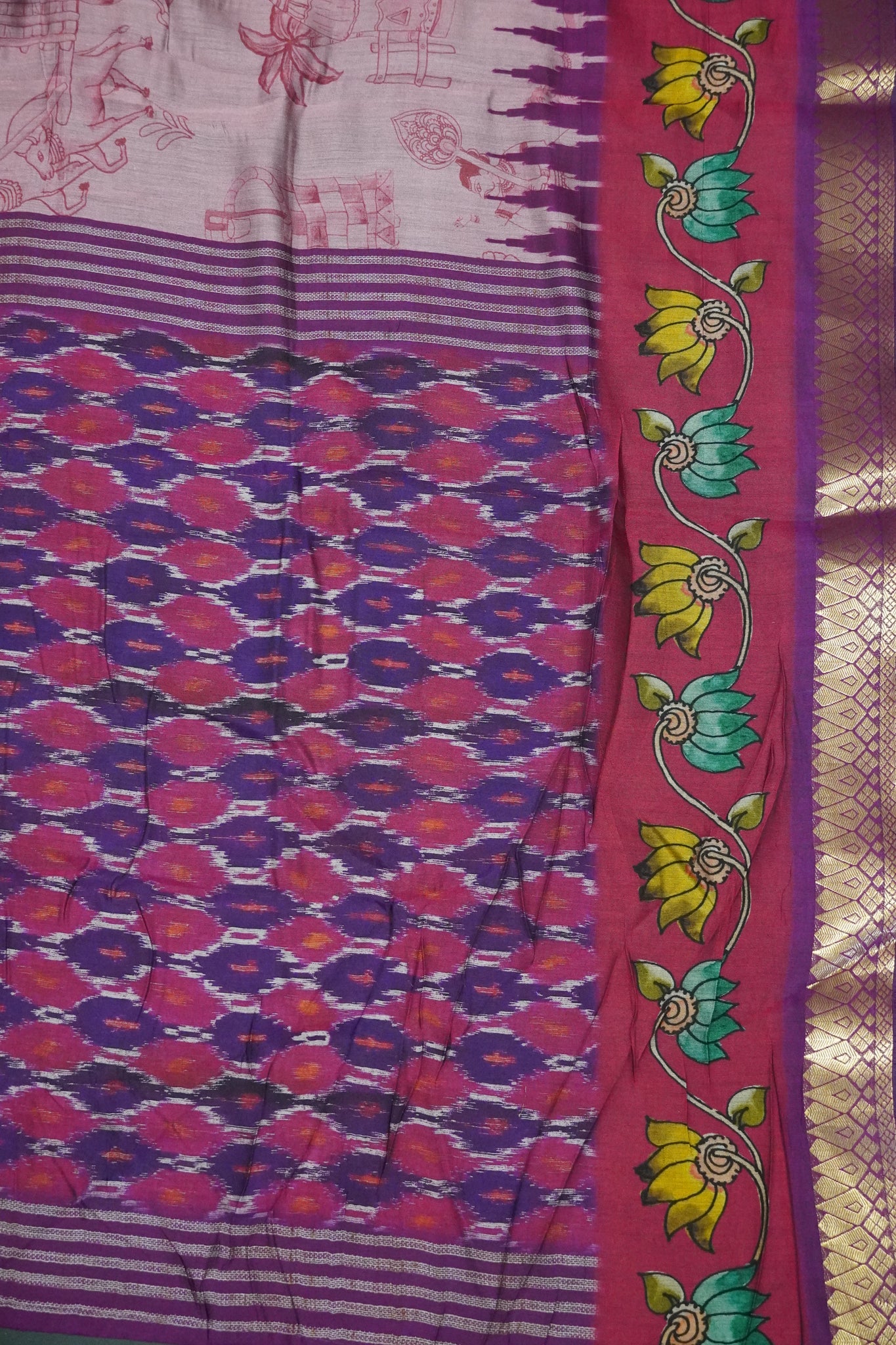 Malai Cotton Saree - Doll Pattern Pink