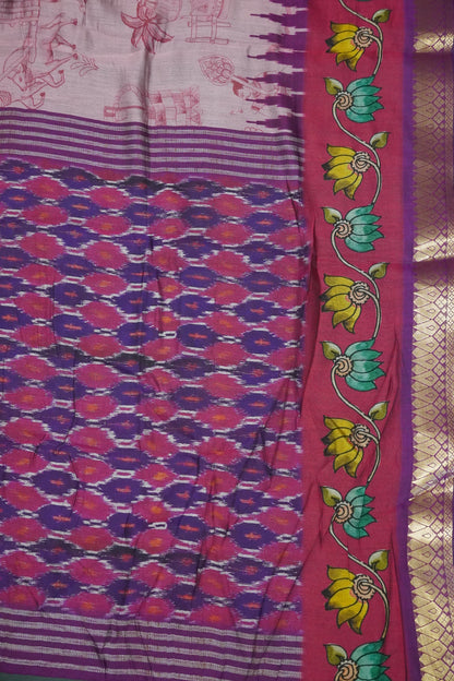 Malai Cotton Saree - Doll Pattern Pink