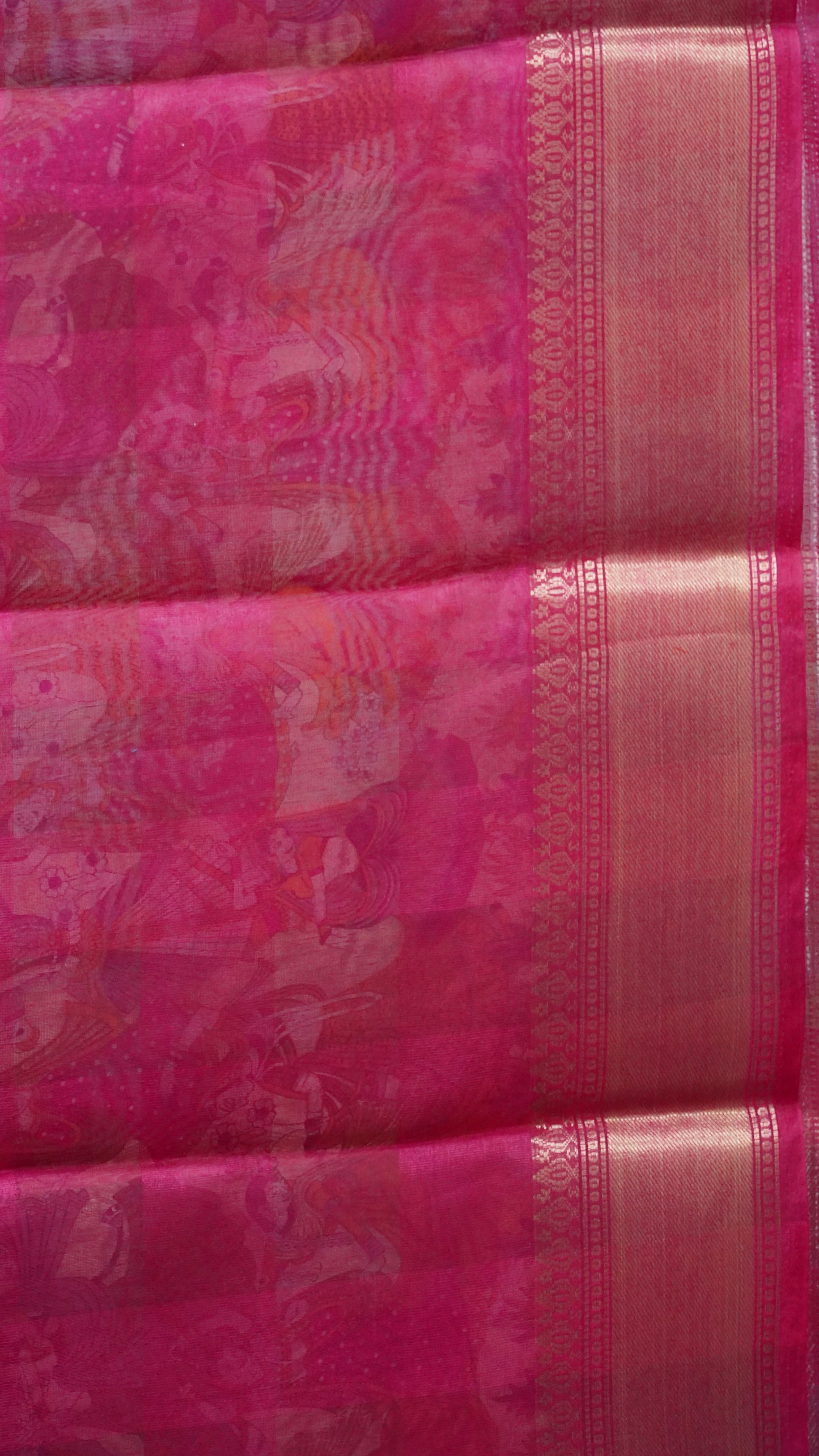Chanderi Saree Figure Print - Blue