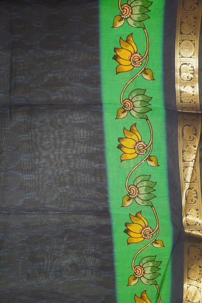 Malai Cotton Saree - Doll Pattern Sea Green