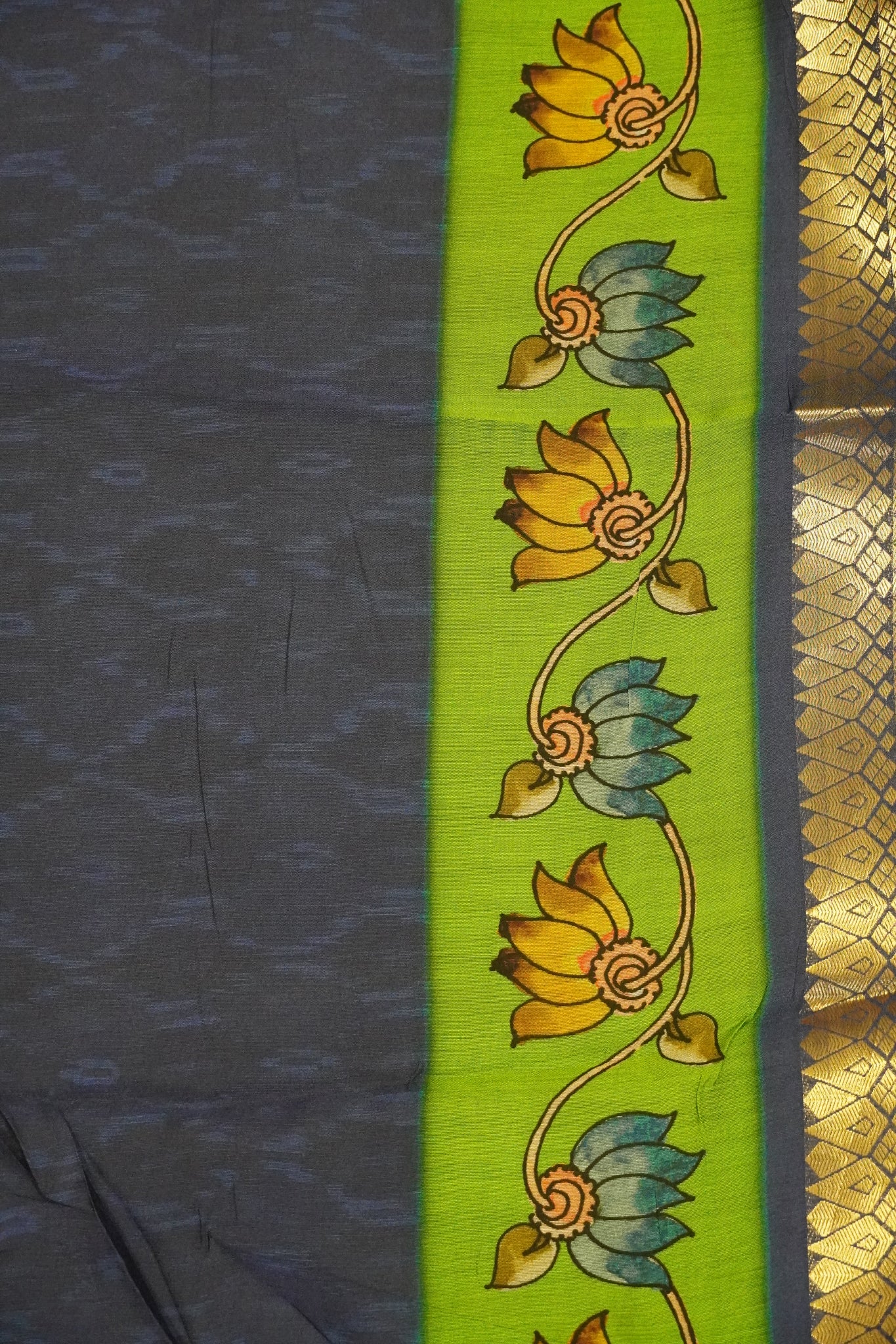 Malai Cotton Saree - Doll Pattern Green