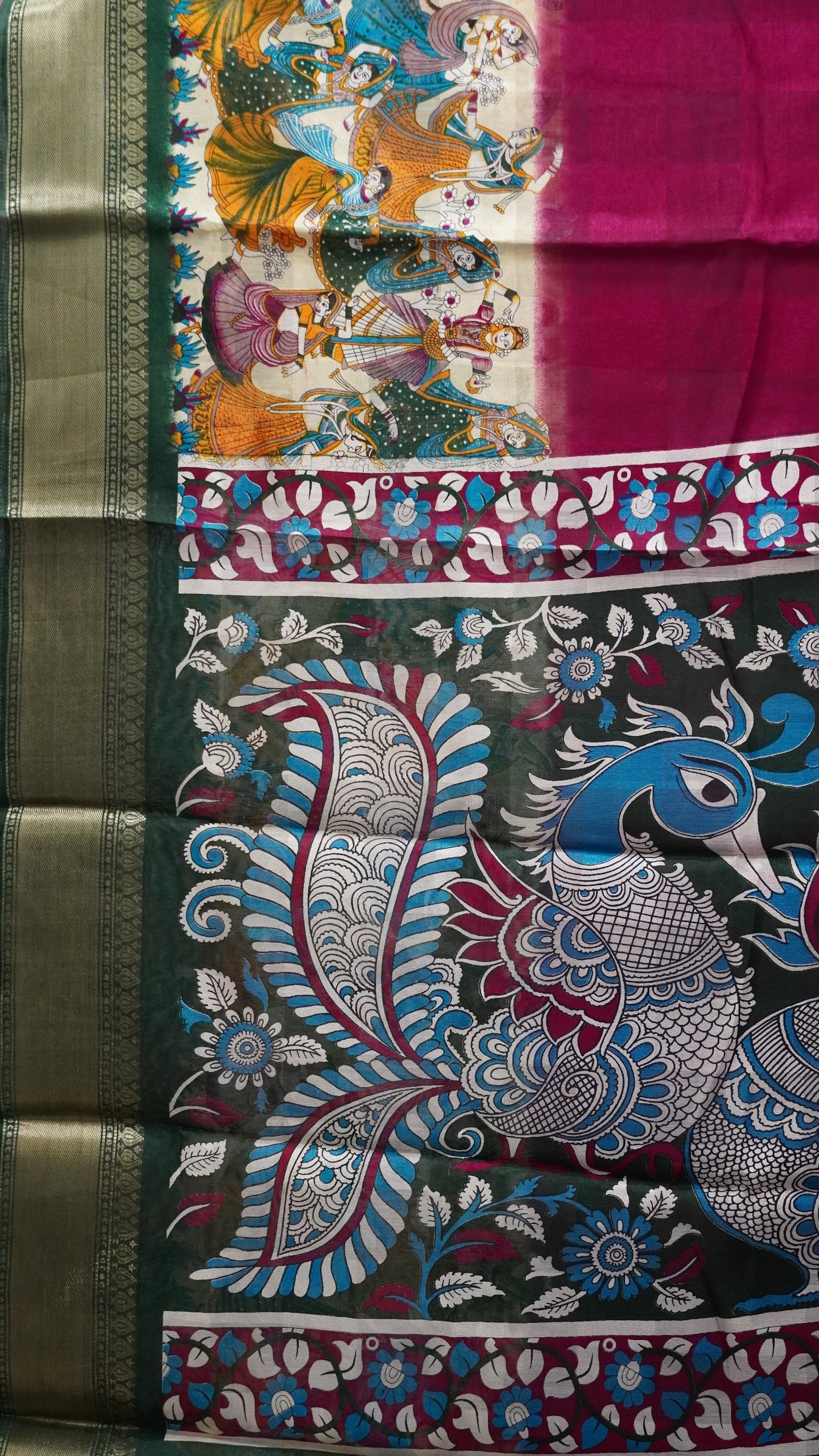 Chanderi Saree Figure Print - Purple