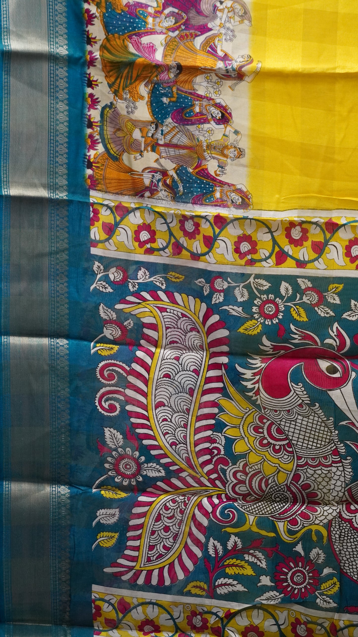 Chanderi Saree Figure Print - Yellow