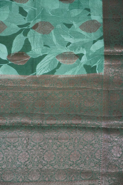 Pure Banarasi Chiniya Silk - Leaf Big Buta Green