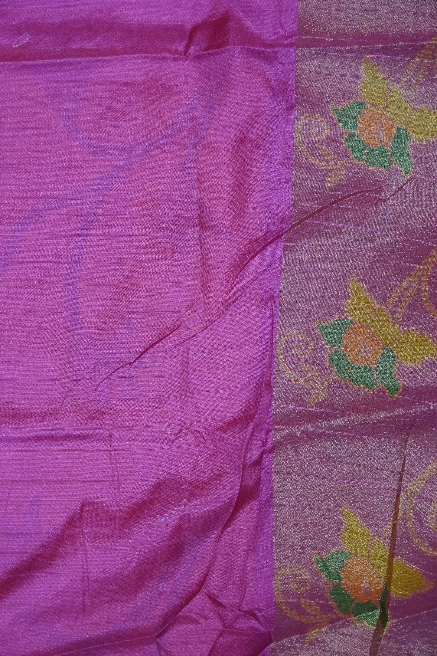 Garden Tussar Silk- Orange- Pink