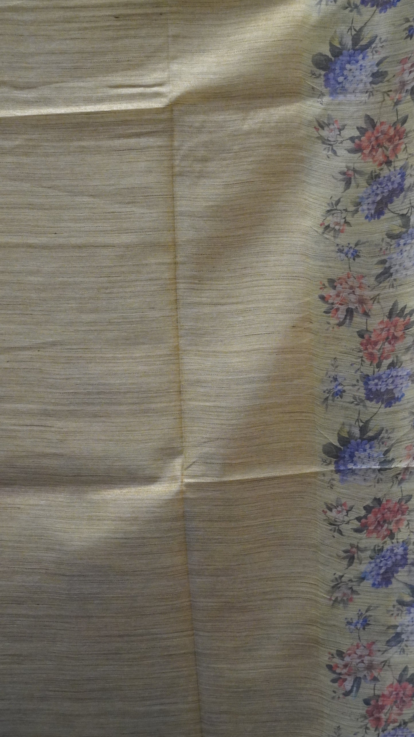 Tissue Tussar Saree-Green Hydrang Border