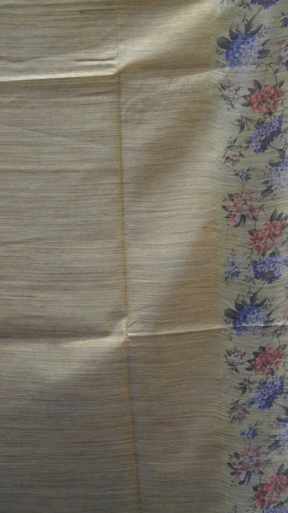 Tissue Tussar Saree-Green Hydrang Border