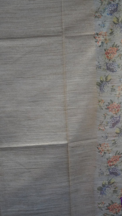 Tissue Tussar Saree-Lavender Hydrang Border