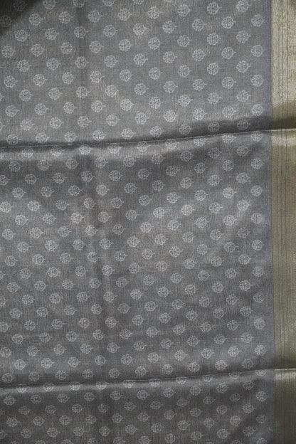 Art Printed Silk Saree -Ajrakh Pattern Navy Blue