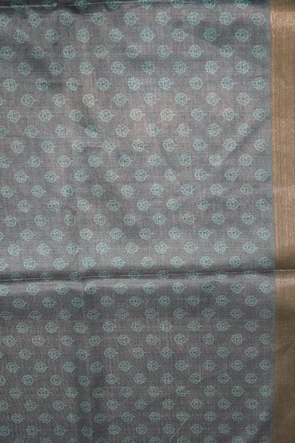 Art Printed Silk Saree -Ajrakh Pattern Ramar Blue
