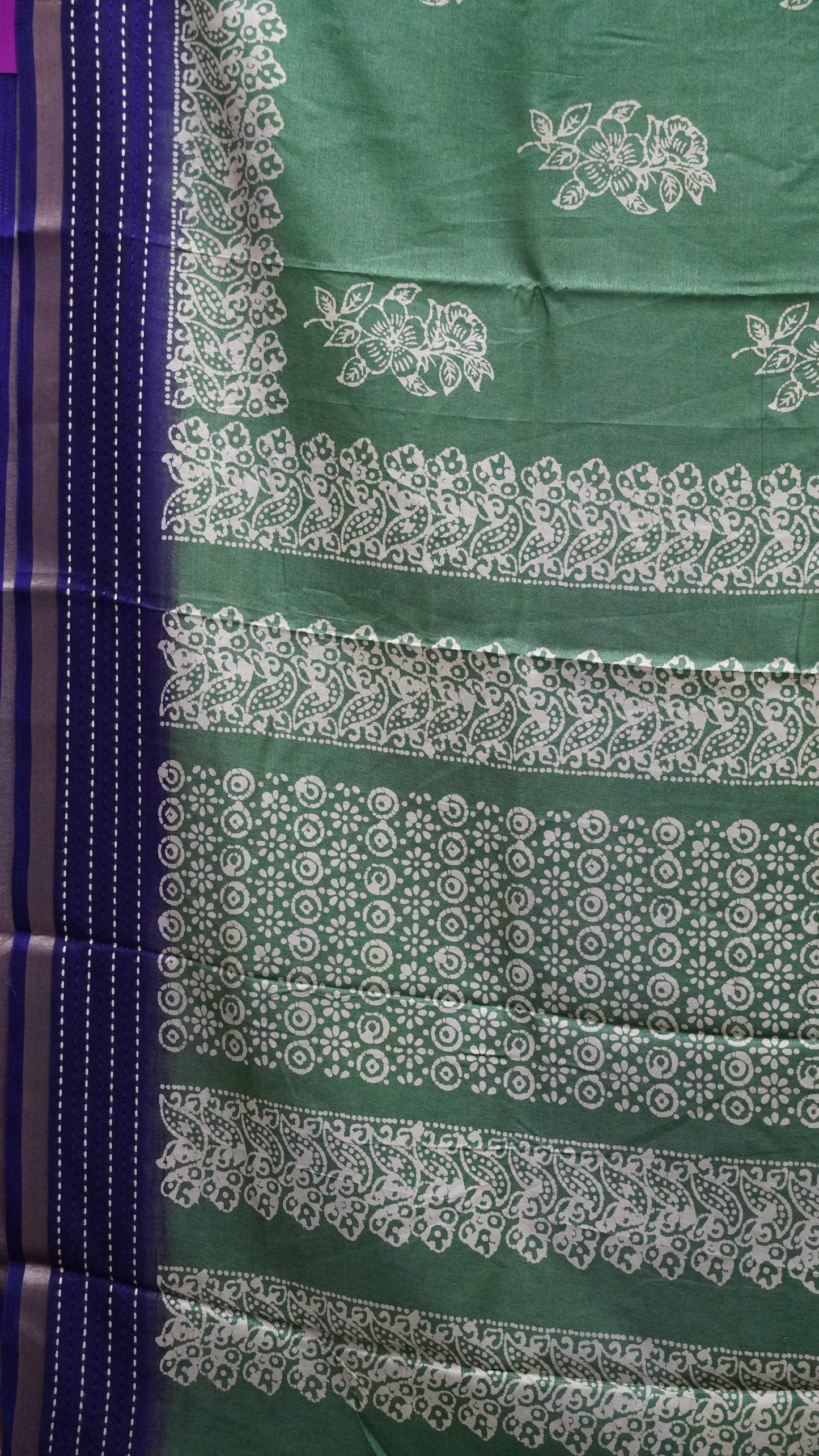 Dola Silk Saree Floral Print - Green