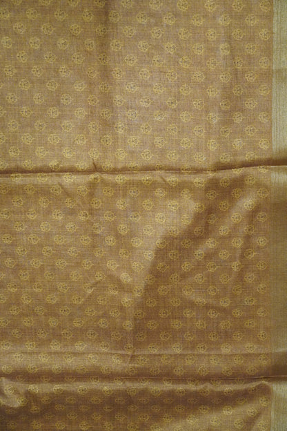 Art Printed Silk Saree -Ajrakh Pattern Mustard