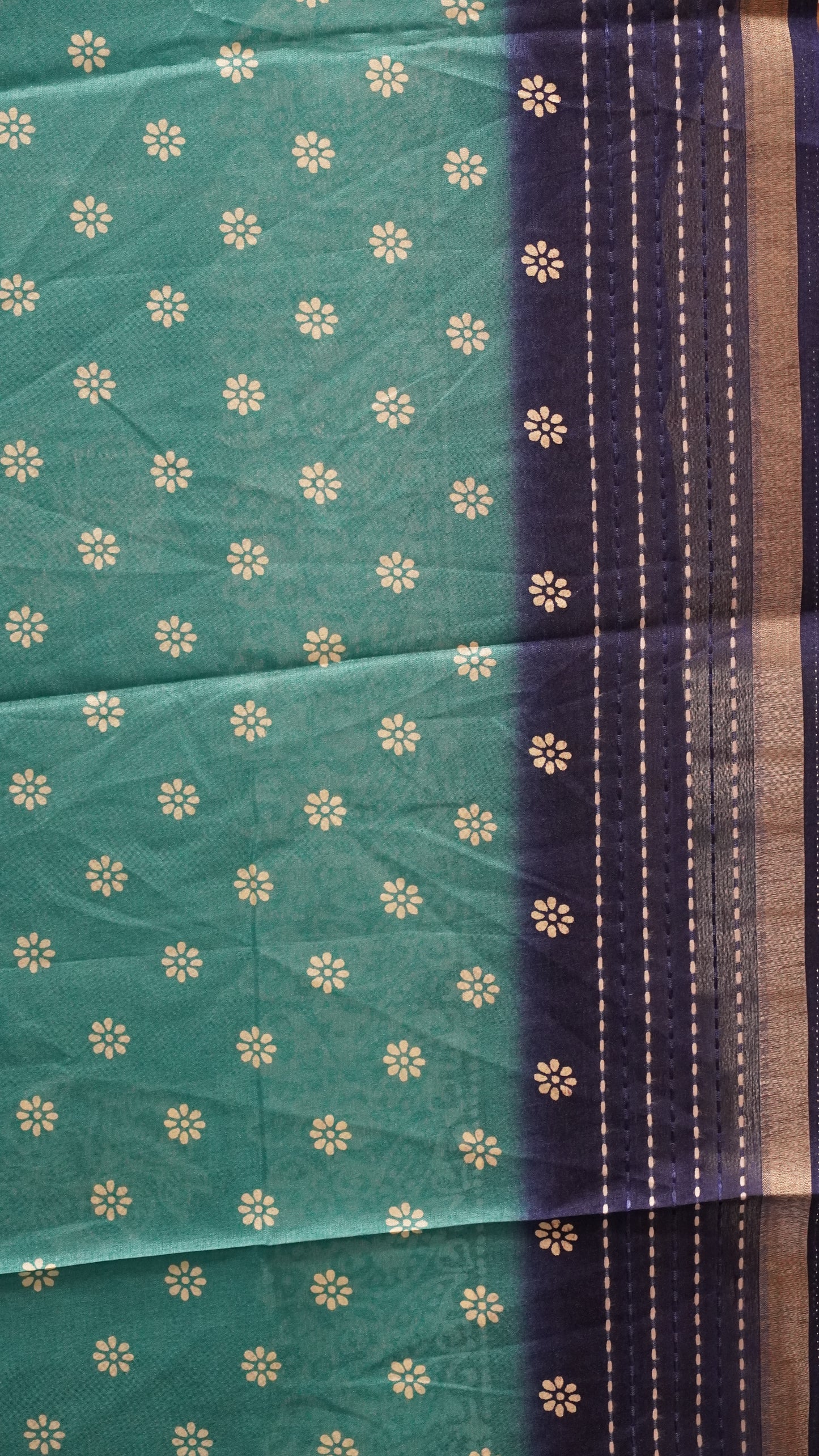 Dola Silk Saree Floral Print - Blue