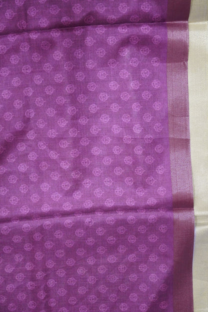 Art Printed Silk Saree -Ajrakh Pattern Purple
