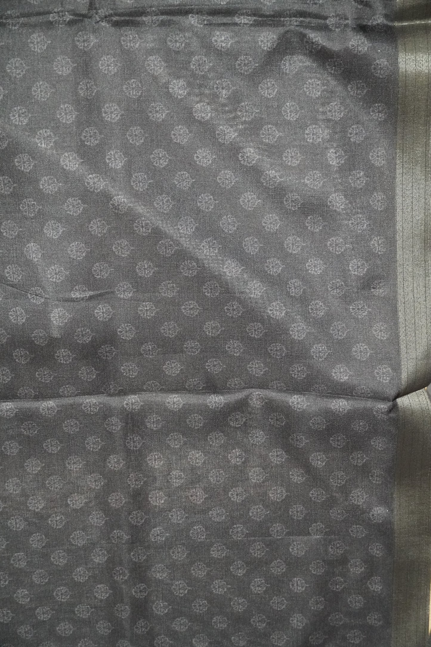 Art Printed Silk Saree -Ajrakh Pattern Black