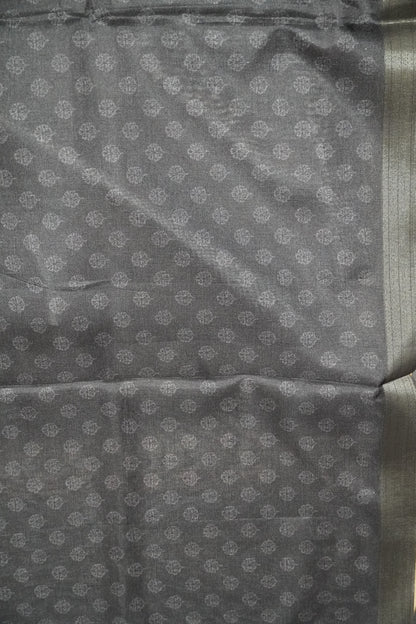 Art Printed Silk Saree -Ajrakh Pattern Black