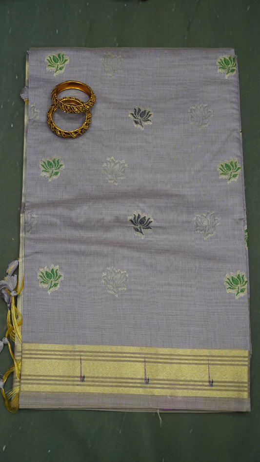 Handloom Jamdani Saree-Lotus Paithani-Lavender