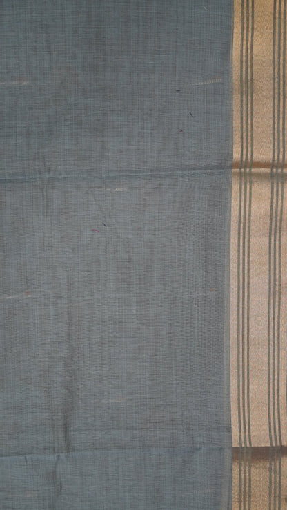 Handloom Jamdani Saree-Lotus Paithani-Greyish Blue