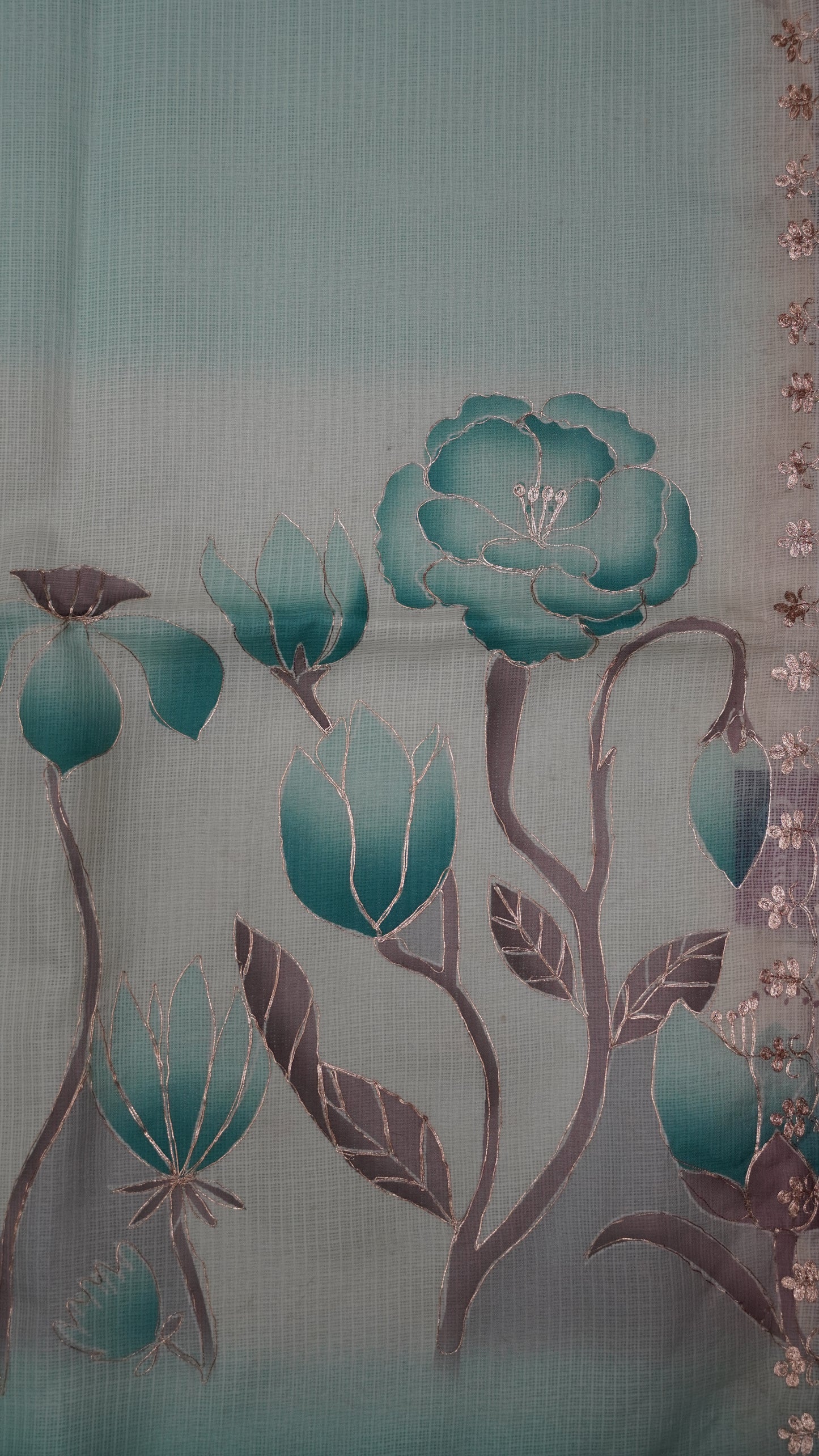 Pure Kota Saree-Dual Tone Kutch Work-Green