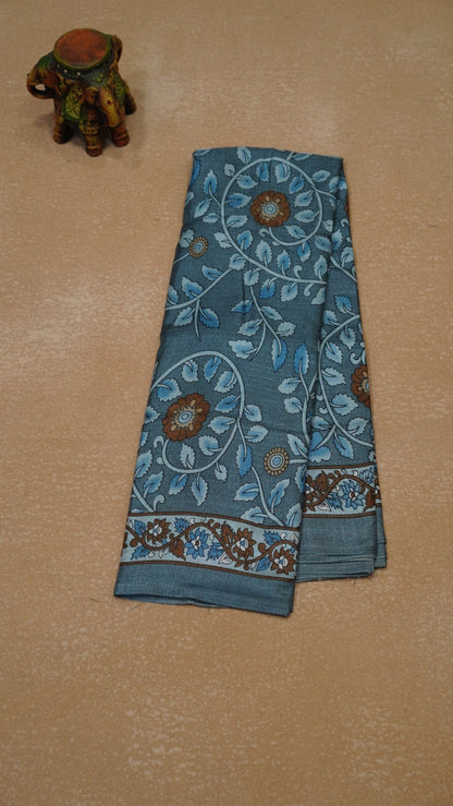 Jute Cotton Saree - Blue