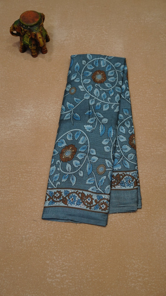 Jute Cotton Saree - Blue
