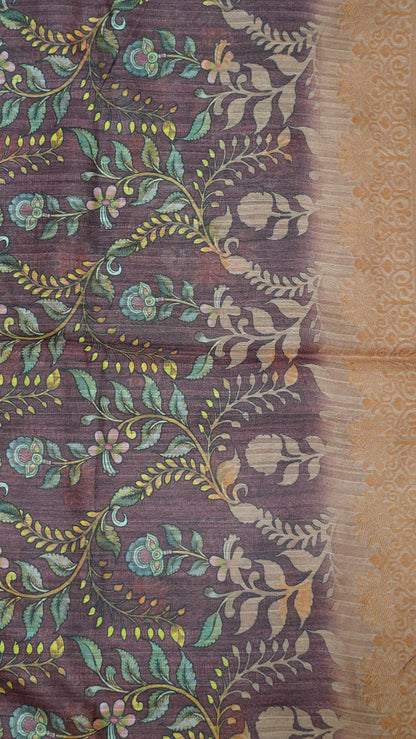 Gicha Tussar Saree -Circle Pattern Brown