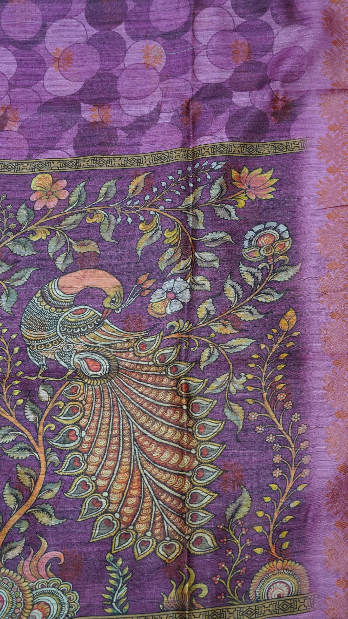 Gicha Tussar Saree -Circle Pattern Pink