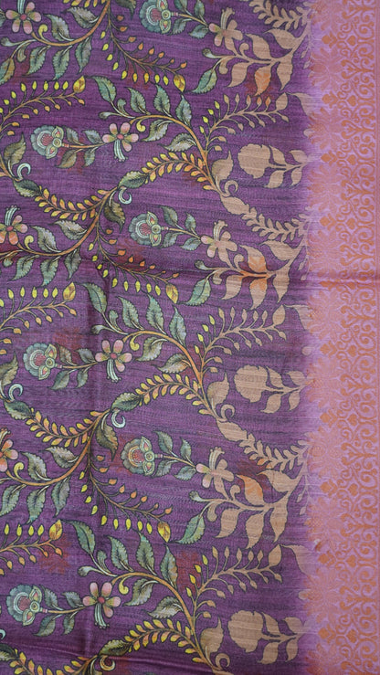 Gicha Tussar Saree -Circle Pattern Pink