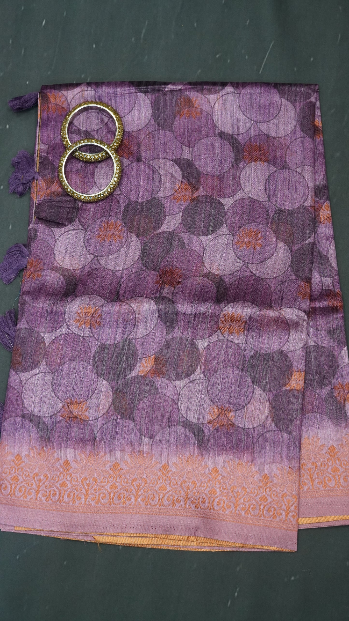 Gicha Tussar Saree -Circle Pattern Purple