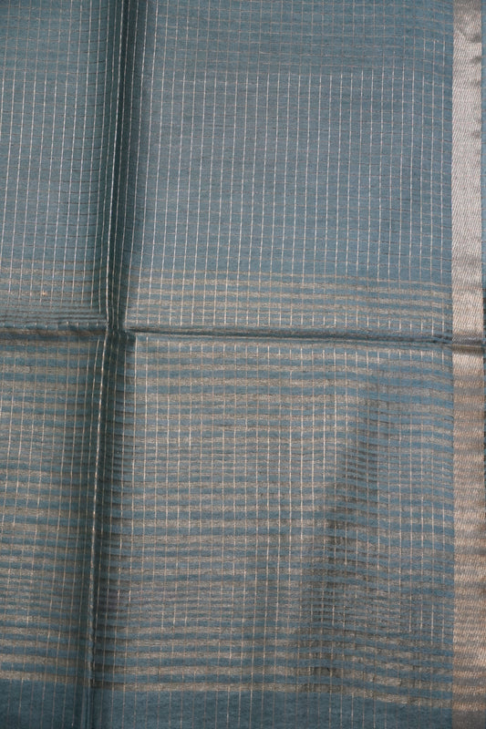Bhagalpur Cotton Saree - Checks Sea Blue