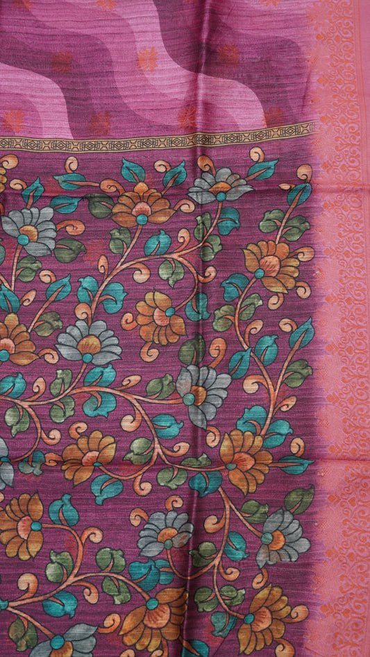 Gicha Tussar Saree -Curves Pattern Pink