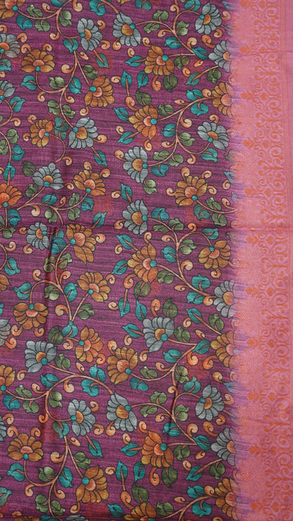 Gicha Tussar Saree -Curves Pattern Pink