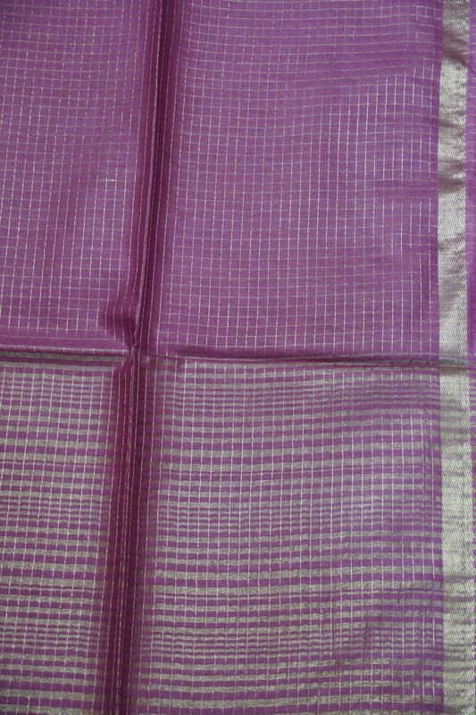 Bhagalpur Cotton Saree - Checks Pinkish Purple