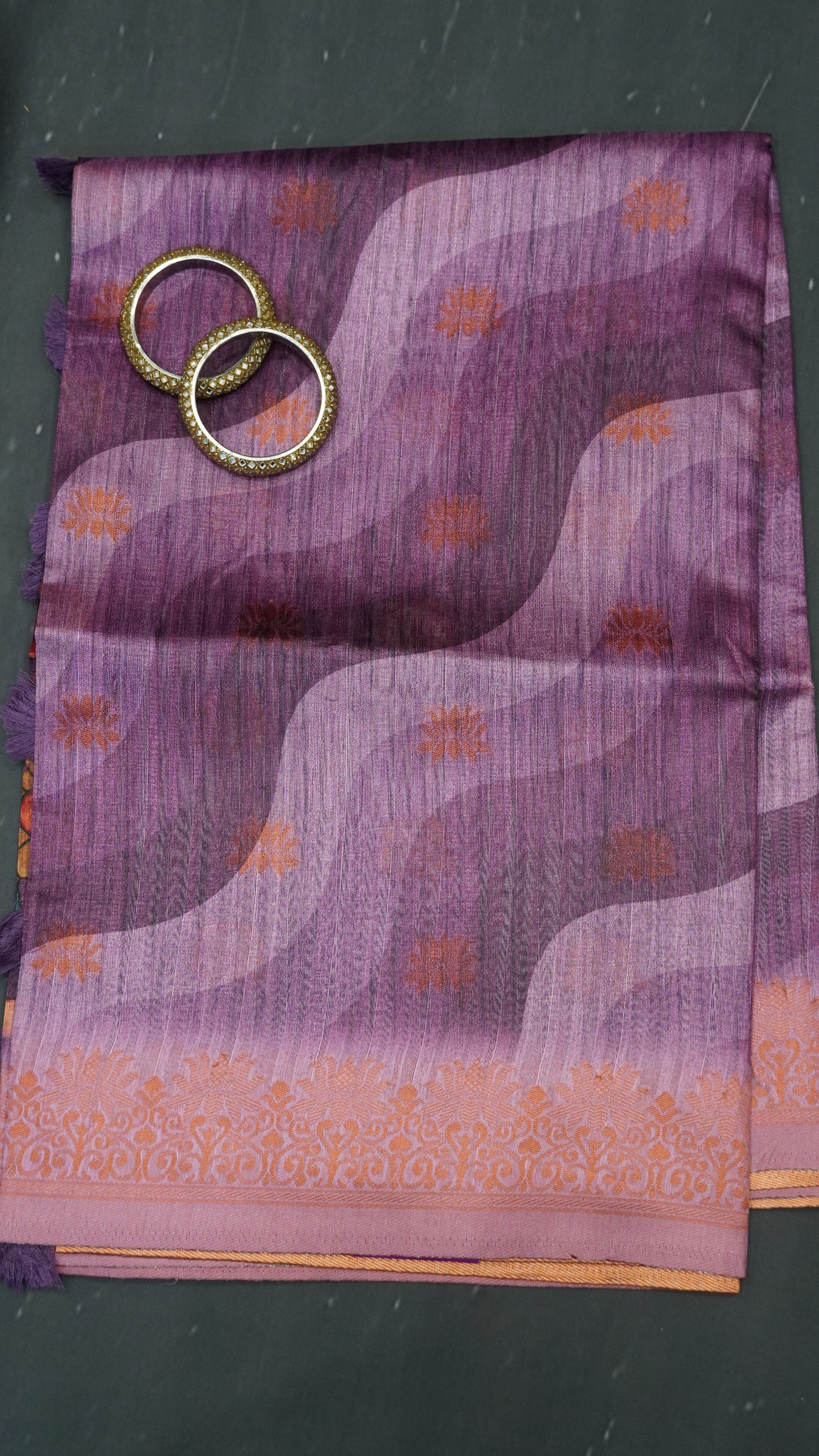 Gicha Tussar Saree -Curves Pattern Purple