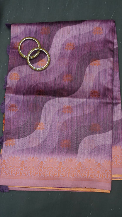 Gicha Tussar Saree -Curves Pattern Purple