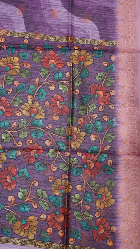 Gicha Tussar Saree -Curves Pattern Purple