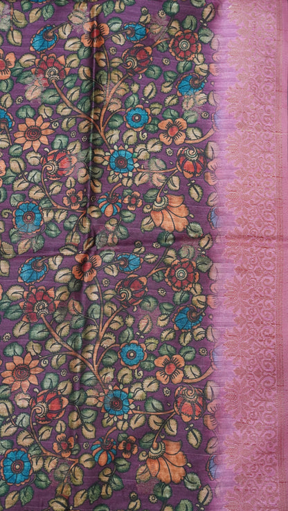 Gicha Tussar Saree -Leheriya Pattern Pink